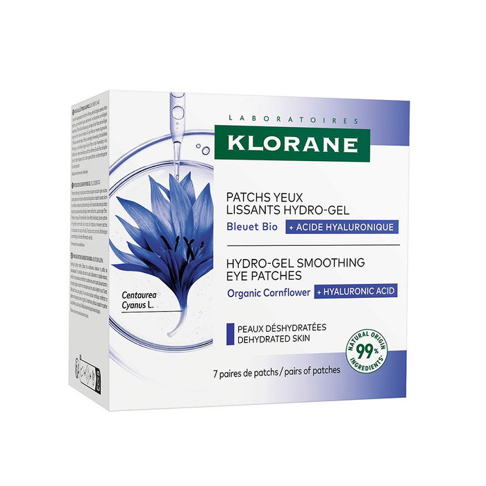 Klorane Patchs Hydrogel Lissants Contour des Yeux au Bleuet Bio et Acide Hyaluronique 7 pièces