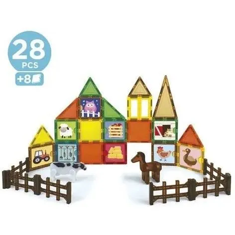 Educa Magnetics Ecoferme, Jeu de Construction Magnétique avec 28 Pièces, 2 Animaux et 8 Cartes, Éducatif et Créatif pour Enfants dès 3 Ans