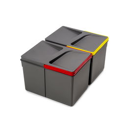 Emuca Kit de bacs de tri sélectif pour tiroirs de cuisine Recycle hauteur 216mm, 2x12litres, Plastique gris anthracite