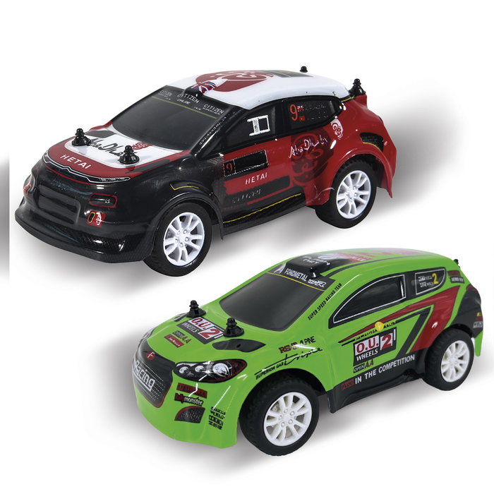 Tachan Coches R/C Rally Storm Twin - 2 Voitures Radiocommandées Rallye 1:26 Double Fréquence 27/40 GHz - Pour Enfants 6 Ans et Plus