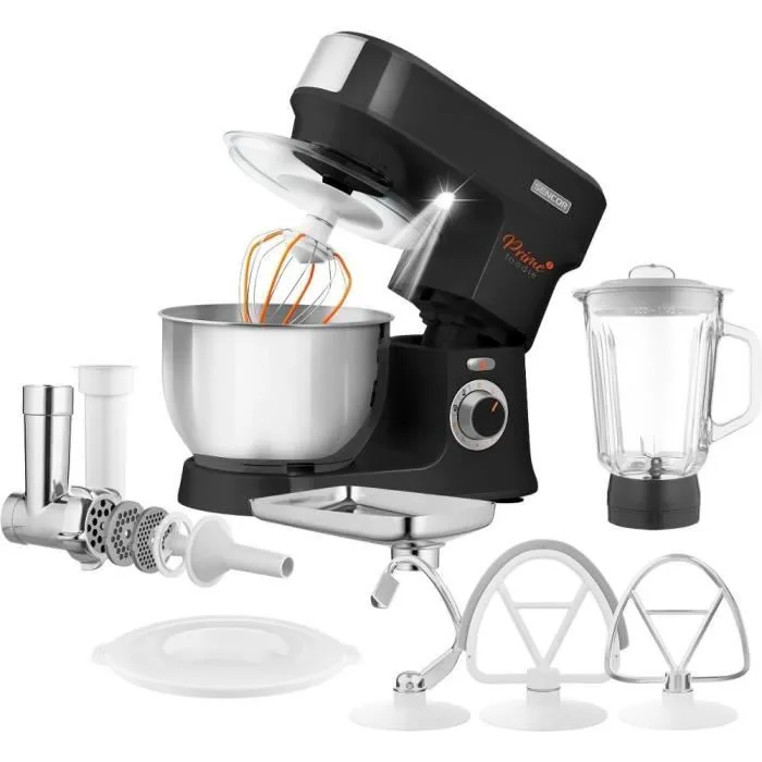 Robot pâtissier Sencor STM 3761BK, 1000 W, bol inox 4,5 L, 6 vitesses avec fonction Pulse, accessoires pour pétrir, fouetter et hacher Robot pâtissier Sencor STM 3761BK, 1000 W, bol inox 4,5 L, 6 vitesses avec fonction Pulse, accessoires pour pétrir, fouetter et hacher