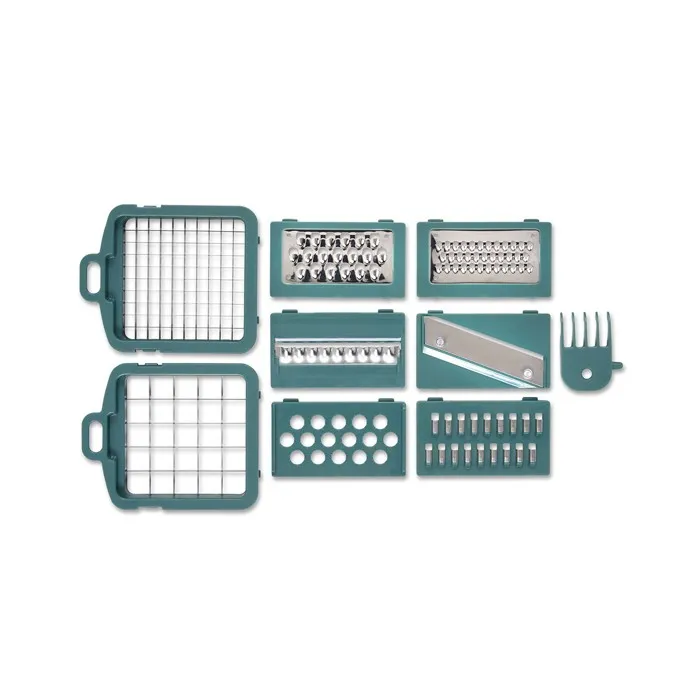 Livoo MEN435 Mandoline Multifonction avec 8 Lames en Acier Inoxydable, Bac de Récupération 1,5 L, Tranche, Râpe, Émince, Compatible Lave-Vaisselle