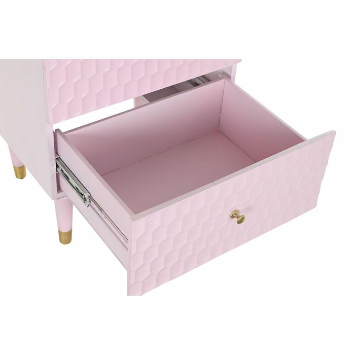 Table de Nuit DKD Home Decor 52 x 42 x 65 cm Métal Rose clair Bois de manguier