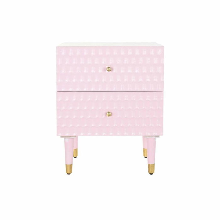 Table de Nuit DKD Home Decor 52 x 42 x 65 cm Métal Rose clair Bois de manguier