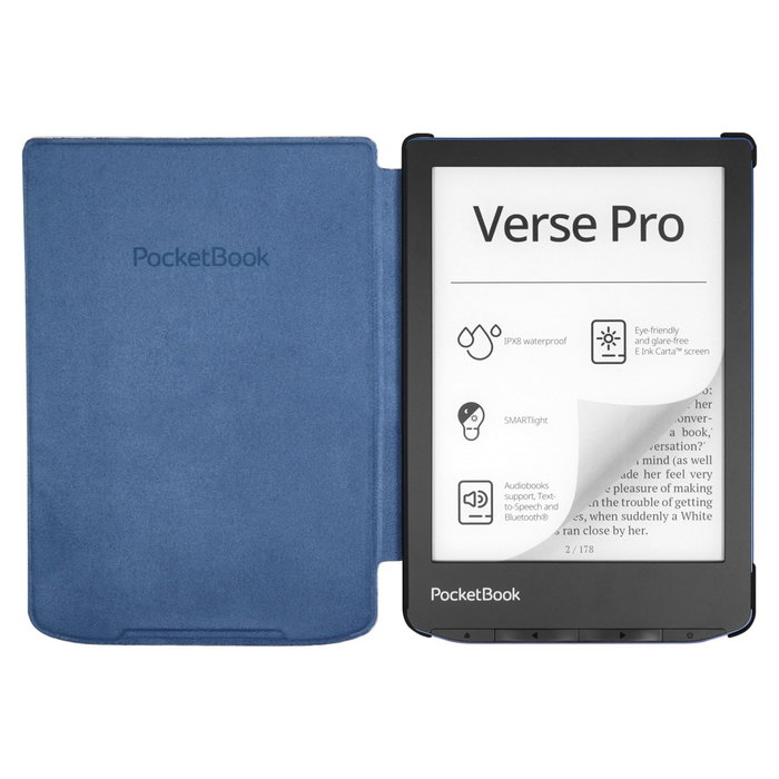 Pocketbook Coque Shell Series Verse + Motif Fleurs Blanc et Bleu 6", pour liseuses Verse