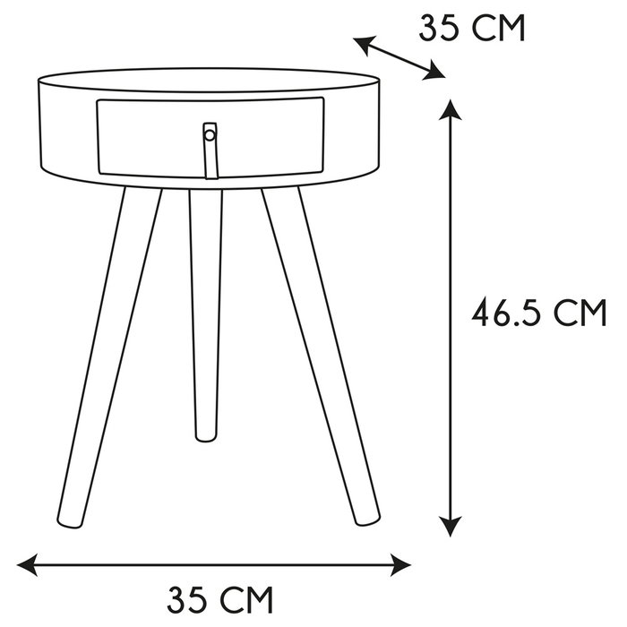 Home Deco Factory Table de chevet Nora grise avec tiroir