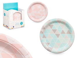 Arte Regal Set de 6 Assiettes en Papier 22 cm Motif Losanges Couleurs Variées (Set de 24)