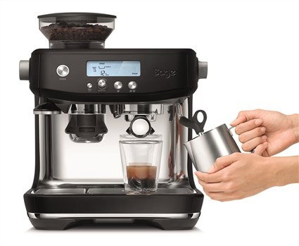 Sage Cafetière Espresso Automatique Barista Pro Noir SES878BTR4EEU1 avec Broyeur Cône LCD et Système ThermoJet - 54 mm, Digital PID