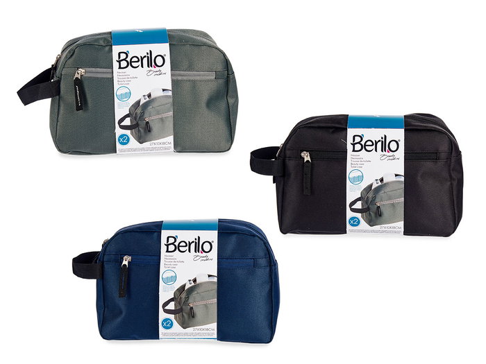 Berilo Neceser Lisse Couleurs Sombres Assorties 30x18x11 cm Polyester 600D (Set de 12)