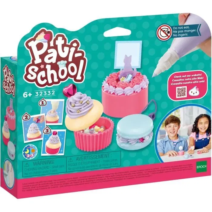 Epoch Jeu culinaire 32332 - Kit de décoration violet Pati-school pour enfants, 3 créations (boîte, porte-photo, porte-clés gâteau) avec poche à douille et pâte modelable Epoch Jeu culinaire 32332 - Kit de décoration violet Pati-school pour enfants, 3 créations (boîte, porte-photo, porte-clés gâteau) avec poche à douille et pâte modelable