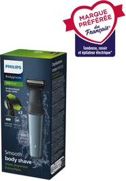 Philips BG3027/05 Tondeuse Corps Homme Rechargeable - Coupe 3 Hauteurs, Autonomie 60 min, Bleu et Gris