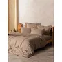 Parure de lit housse de couette 220 x 240 cm + 2 taies d'oreiller 60 x 60 cm - 100% coton renforcé - Couleur Vison - 145 fils - Ensemble literie King Size