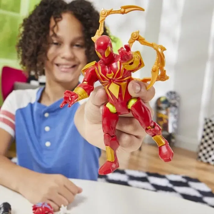 Hasbro MixMashers Marvel Iron Spider Deluxe Figurine 12 cm Personnalisable à Mélanger et Combiner avec Accessoires, Dès 4 Ans