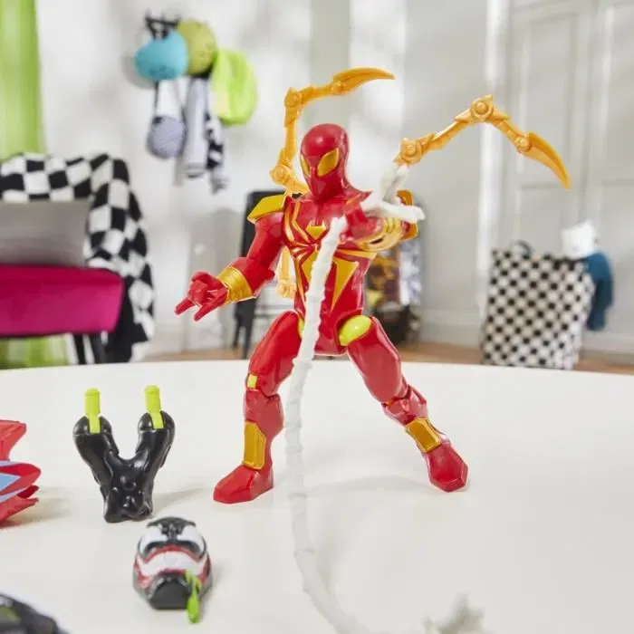 Hasbro MixMashers Marvel Iron Spider Deluxe Figurine 12 cm Personnalisable à Mélanger et Combiner avec Accessoires, Dès 4 Ans