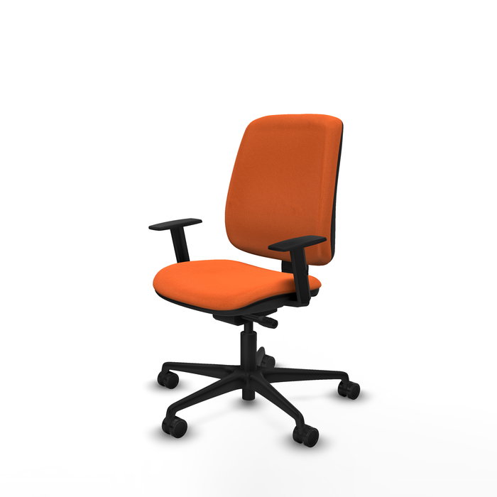 Chaise Alares Synchrone/Traslack Tissu Orange Base en nylon noir Accoudoir 1D Sans appui-tête Roulettes 65mm nylon