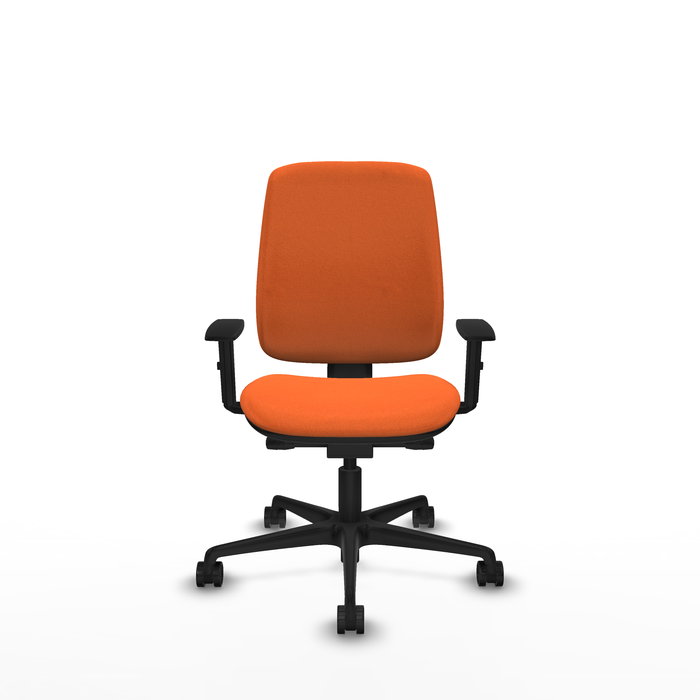 Chaise Alares Synchrone/Traslack Tissu Orange Base en nylon noir Accoudoir 1D Sans appui-tête Roulettes 65mm nylon