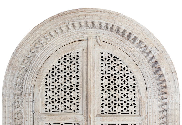 GINER Y COLOMER Armadio en bois de manguier blanc décapé, buffet de rangement rustique 180x110x40 cm (assemblé)