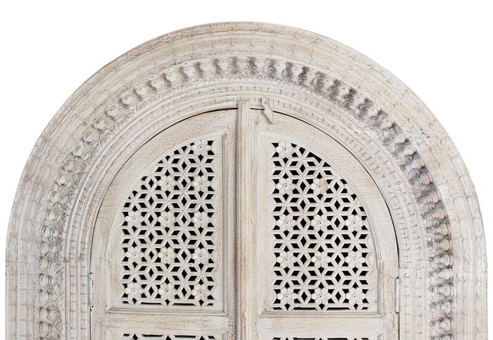 GINER Y COLOMER Armadio en bois de manguier blanc décapé, buffet de rangement rustique 180x110x40 cm (assemblé)