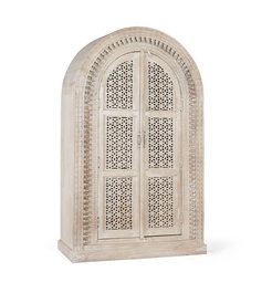 GINER Y COLOMER Armadio en bois de manguier blanc décapé, buffet de rangement rustique 180x110x40 cm (assemblé)