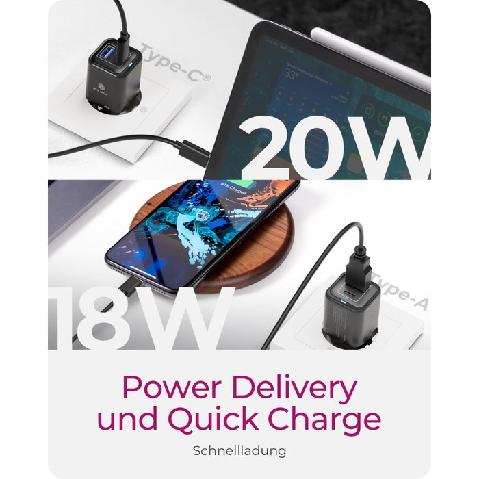 Icy BOX IB-PS1020-PD Chargeur Secteur 20W 2 Ports USB-C et USB-A Icy BOX IB-PS1020-PD Chargeur Secteur 20W 2 Ports USB-C et USB-A
