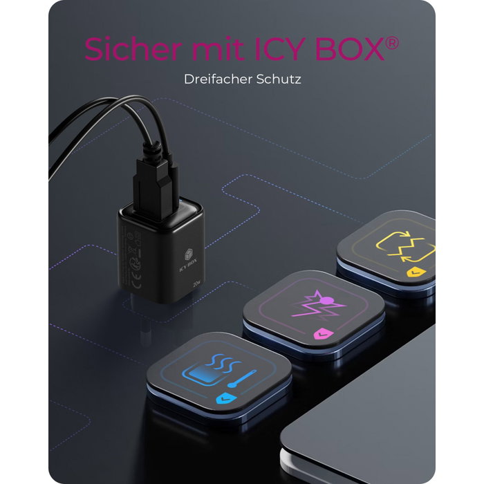 Icy BOX IB-PS1020-PD Chargeur Secteur 20W 2 Ports USB-C et USB-A Icy BOX IB-PS1020-PD Chargeur Secteur 20W 2 Ports USB-C et USB-A
