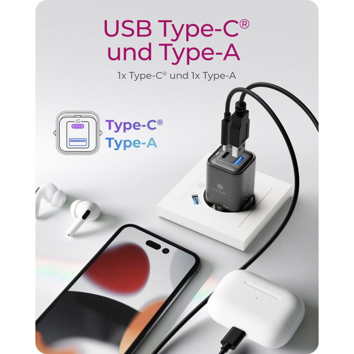 Icy BOX IB-PS1020-PD Chargeur Secteur 20W 2 Ports USB-C et USB-A Icy BOX IB-PS1020-PD Chargeur Secteur 20W 2 Ports USB-C et USB-A