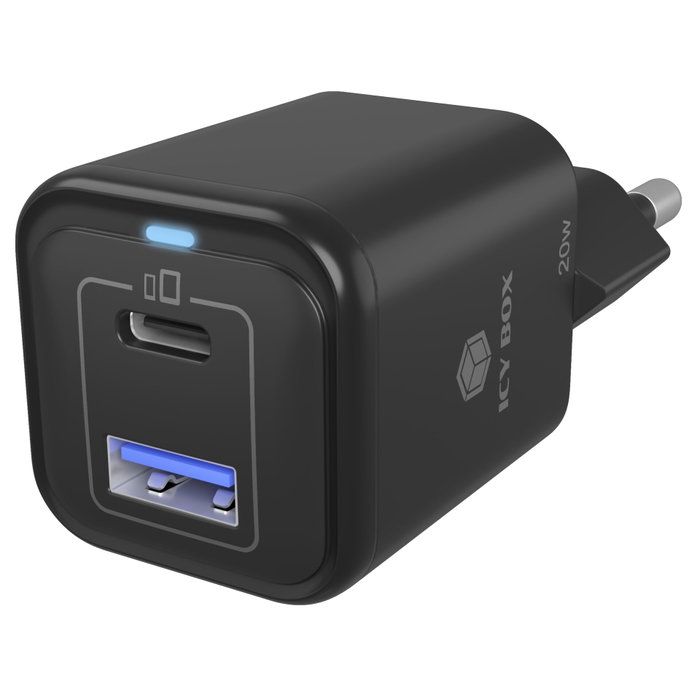 Icy BOX IB-PS1020-PD Chargeur Secteur 20W 2 Ports USB-C et USB-A Icy BOX IB-PS1020-PD Chargeur Secteur 20W 2 Ports USB-C et USB-A
