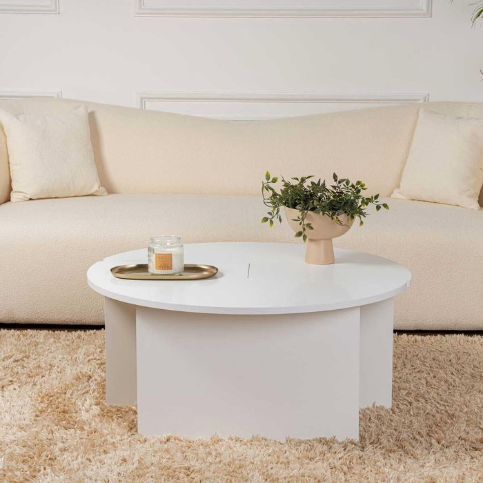 Table basse Moira ronde blanc naturel