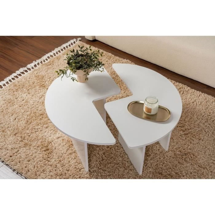 Table basse Moira ronde blanc naturel