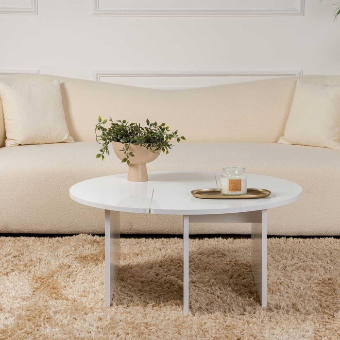 Table basse Moira ronde blanc naturel