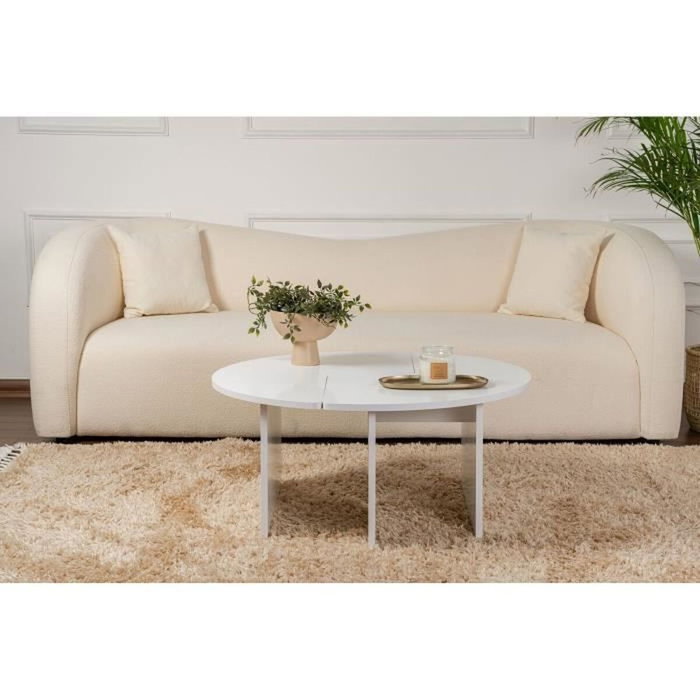 Table basse Moira ronde blanc naturel