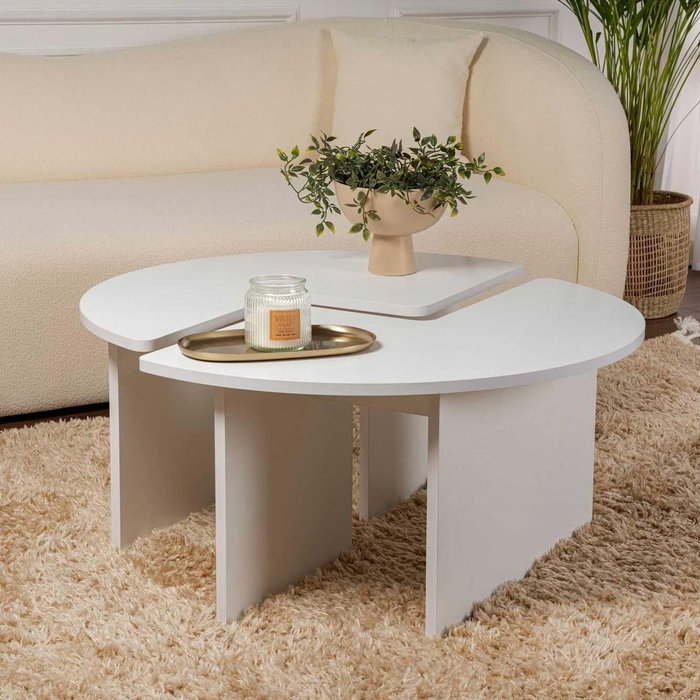 Table basse Moira ronde blanc naturel