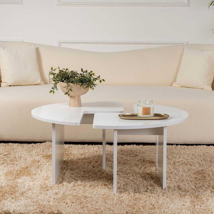 Table basse Moira ronde blanc naturel