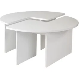 MOIRA Table basse ronde en aggloméré blanc naturel, 90 x 90 x 41 cm