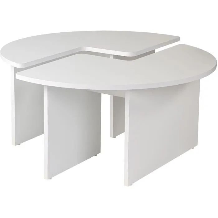 MOIRA Table basse ronde en aggloméré blanc naturel, 90 x 90 x 41 cm