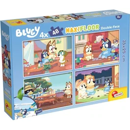 Liscianigiochi - Puzzle Maxi Floor double face Bluey - 48 grandes pièces - Puzzle de sol immersif - Pour enfants dès 4 ans