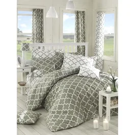 Parure de Lit 240 x 220 cm - 1 Housse de Couette + 2 Taies d'Oreiller 60x60 cm - Coton Renforcé 100% - 140 Fils - Gris