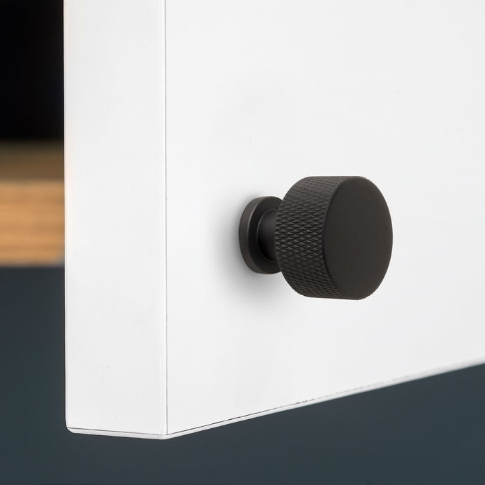 Emuca Lot de 10 boutons pour meubles Argos, diamètre 30mm, Aluminium, Peint en noir