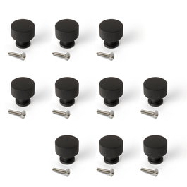 Emuca Lot de 10 boutons pour meubles Argos, Ø 30mm, Aluminium, Noir