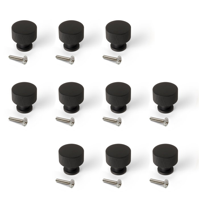 Emuca Lot de 10 boutons pour meubles Argos, diamètre 30mm, Aluminium, Peint en noir Emuca Lot de 10 boutons pour meubles Argos, diamètre 30mm, Aluminium, Peint en noir