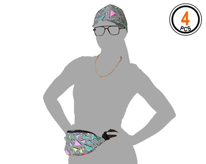 Set Années 80 Surtido de 4 Pièces avec Accessoires Néon - Complet pour Fête Rétro, Déguisement de Danseur et Thème Série Ancienne