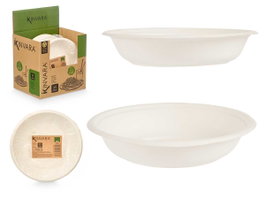 KINVARA Set de 64 assiettes creuses biodégradables 750ml Blanc