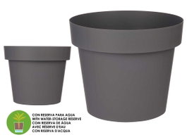 Ibergarden Pot en plastique gris avec réserve d'eau 35 cm 34 x 29 x 34 cm (Set de 6)