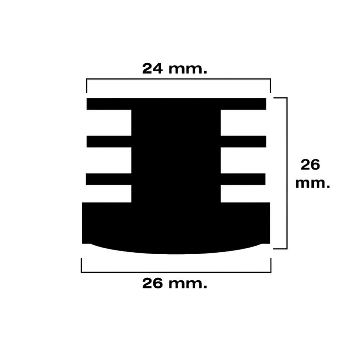 MAURER Embouts ronds intérieurs noirs 26mm, lot de 4