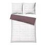 Parure de lit King Size Rose / Blanc en coton renforcé, 1 housse de couette et 2 taies d'oreiller