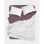 Parure de lit King Size Rose / Blanc en coton renforcé, 1 housse de couette et 2 taies d'oreiller