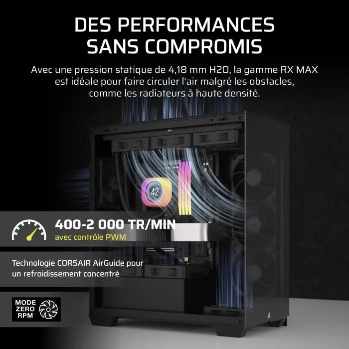 Corsair CO-9051042-WW iCUE LINK RX120 Max, Ventilateur PC 12 cm 3 Pack, Noir, 400-2000 tr/min