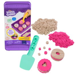 Kinetic Sand Kit Caisse à Cookies - 227 g de Sable Magique Rose et Marron avec 2 Moules, Spatule et Boîte de Stockage - Jouet Créatif pour Enfants +3 ans - Réf. 6071549 Spin Master