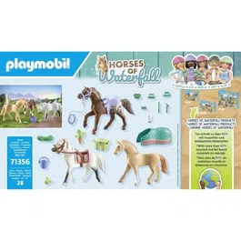 Playmobil 71356 3 Chevaux du Ranch de la Cascade - Morgan, Quarter Horse, Shagya Arabe avec Accessoires - 28 Pièces - Jouet à Partir de 5 Ans