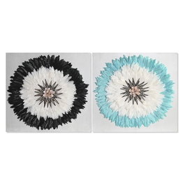 Décoration murale DKD Home Decor Blanc Noir 60 x 6 x 60 cm (2 Unités)